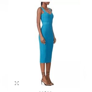 Herve Leger Paris teal midi bandage dress size xs like new!!!